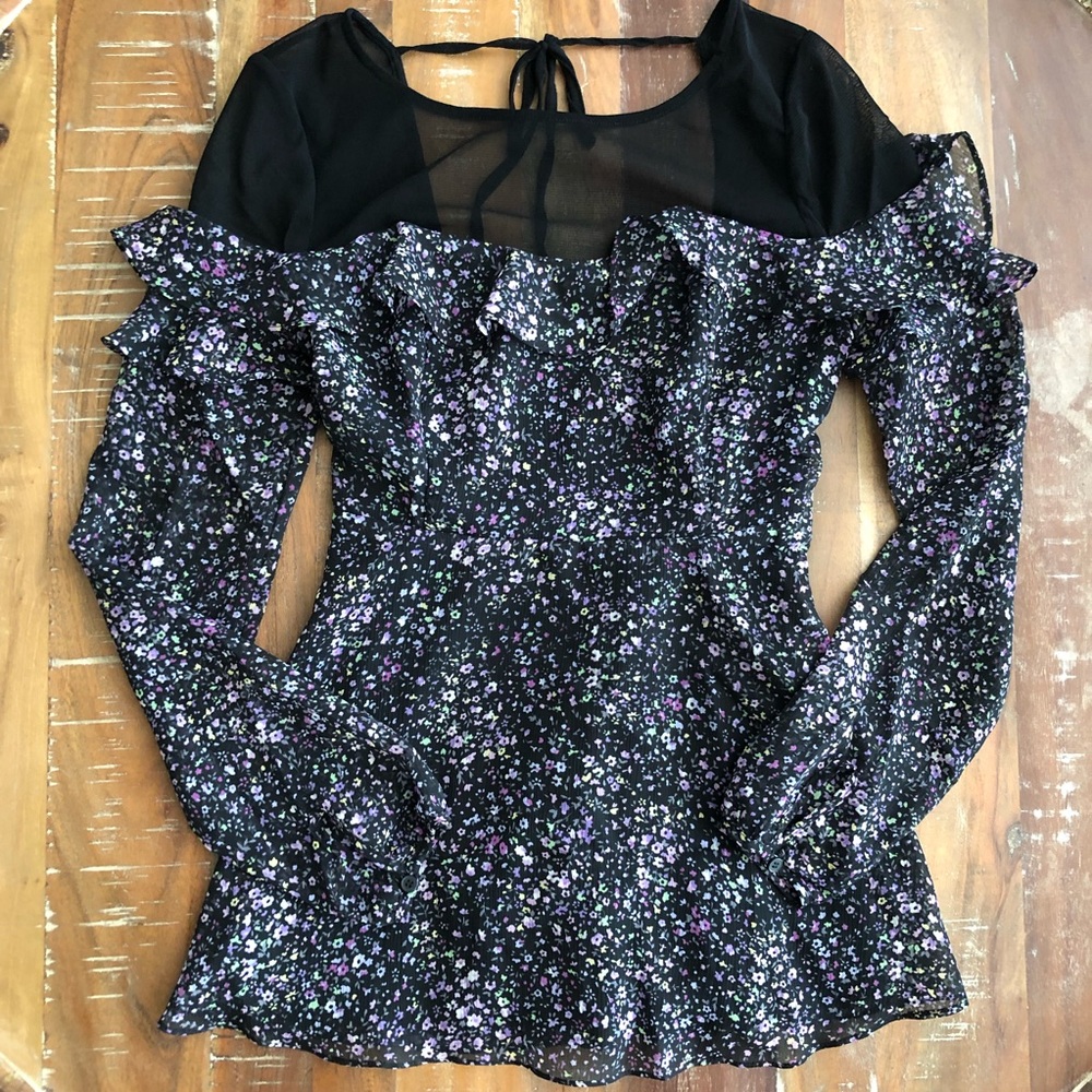 Free People Floral/Mesh Tunic Top